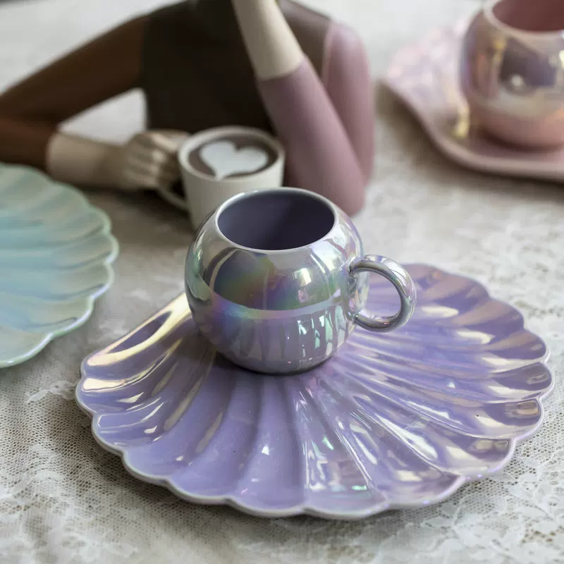 ZJ HOME defects Special Drunk New classic shell Ceramic Coffee Cup Afternoon Tea Cup Girl Heart Cup