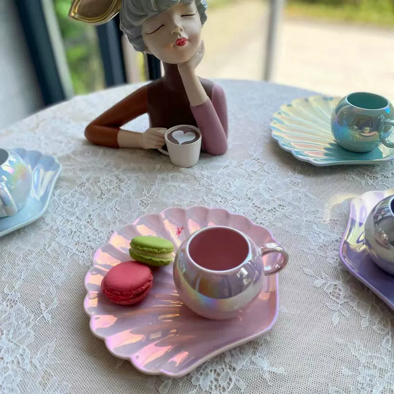 ZJ HOME defects Special Drunk New classic shell Ceramic Coffee Cup Afternoon Tea Cup Girl Heart Cup