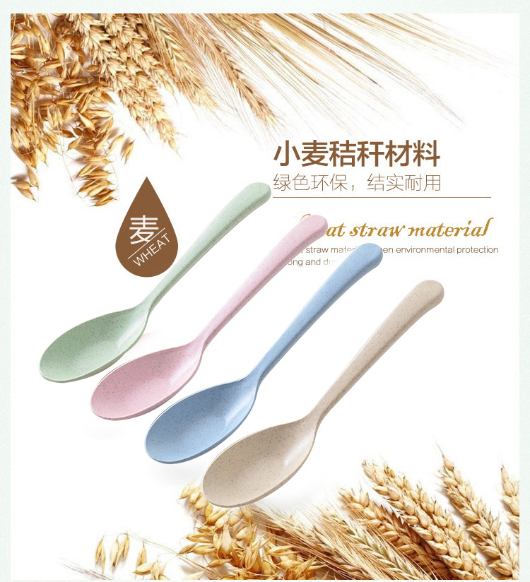 Lúa mì rơm thìa gia đình trẻ em cháo thìa dụng cụ nhà bếp bằng nhựa dày cháo muỗng sinh viên muỗng - Phòng bếp kệ đựng gia vị trong tủ bếp