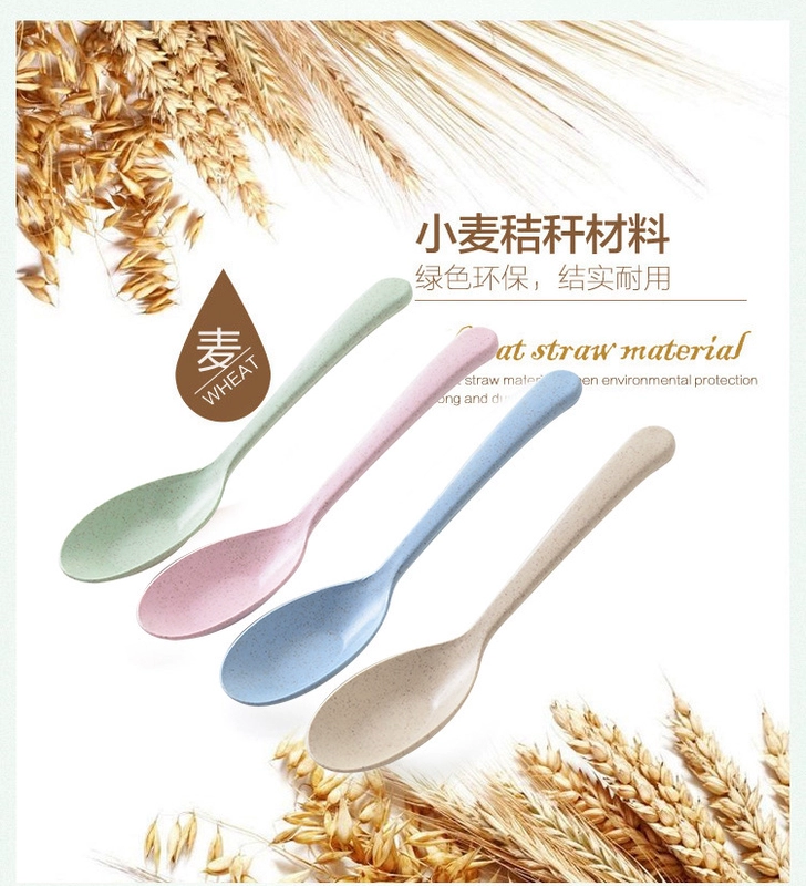 Lúa mì rơm thìa gia đình trẻ em cháo thìa dụng cụ nhà bếp bằng nhựa dày cháo muỗng sinh viên muỗng - Phòng bếp đồ dùng nhà bếp