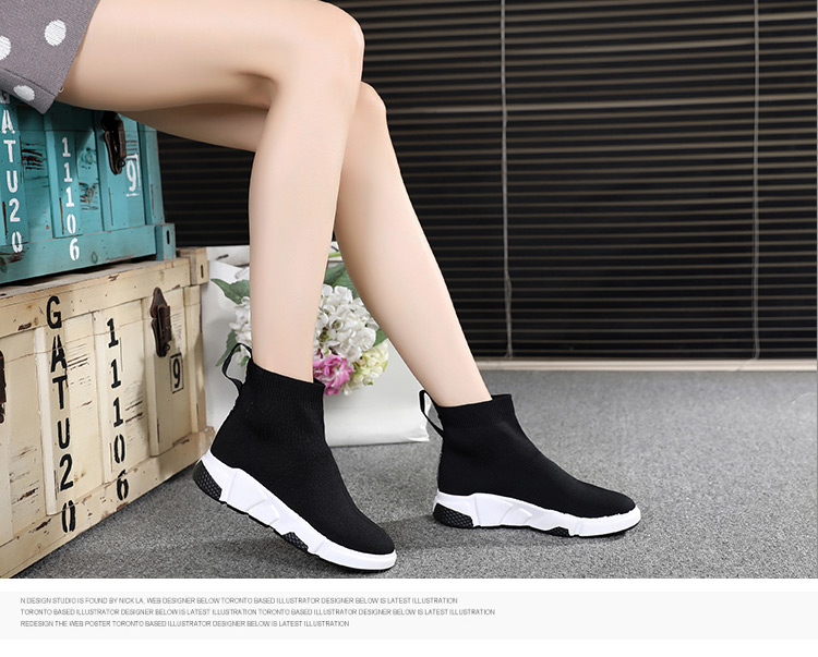 Giày vớ nữ cộng với giày đế bằng nhung Hàn Quốc giày thể thao cao cấp ulzzang triều 2018 mới Giày Paris vớ giày boot nữ cổ lửng