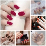 Однотонные наклейки для ногтей, водостойкие накладные ногти для ногтей, Южная Корея, популярно в интернете, долговременный эффект