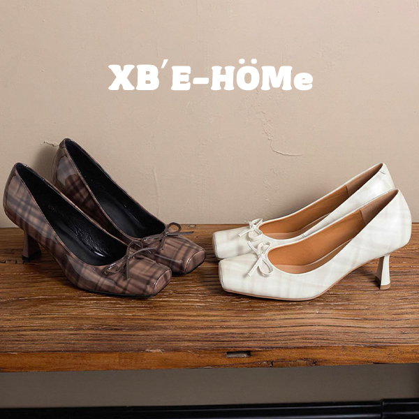 Xiaobai E's Maillard Plaid High-Heeled Shoes for Women 2026 New Retro Pig Nose Bowknot Stiletto Shallow Mouth Single Shoes