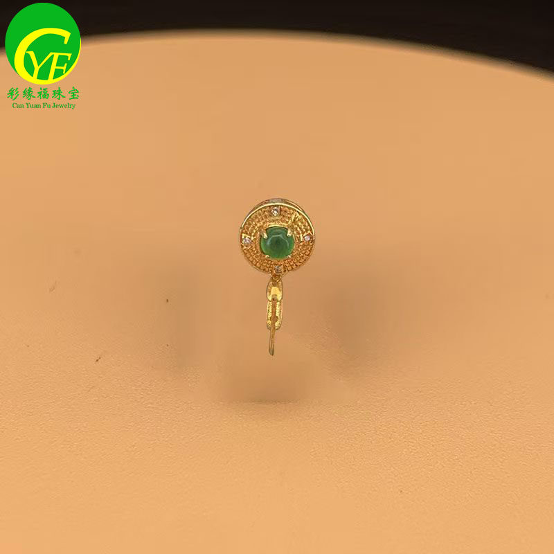 18K金扣头翡翠顶珠玉坠加大钻石瓜子扣观音佛公吊坠黄金斜孔夹扣:国风珠宝界的天花板!-扣-淘宝好物网