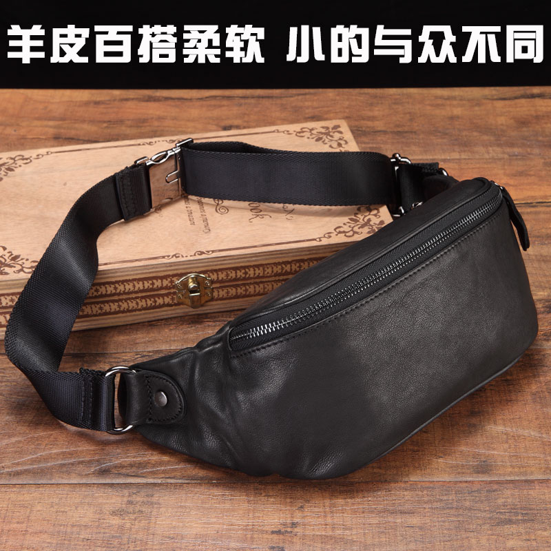 Bundi cross-body chest belt bag men's leather new running leisure sports cash register multi-function hip hop mobile phone small belt bag