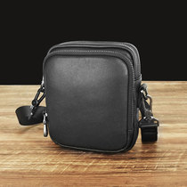 New sheepskin waist satchel shoulder small square bag men wear a belt leisure sports mobile phone leather multi-functional small backpack