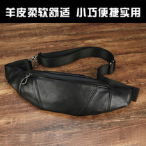Chest bag mens leather head layer sheepskin running leisure small mobile phone fanny pack sports outdoor shoulder messenger bag new