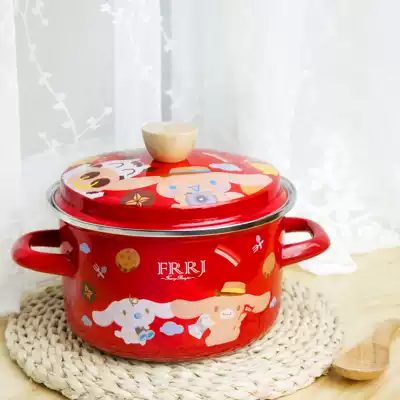 Enamel pot thickened enamel porcelain pot Binaural pot Soup pot boil traditional Chinese medicine Gas induction cooker Universal