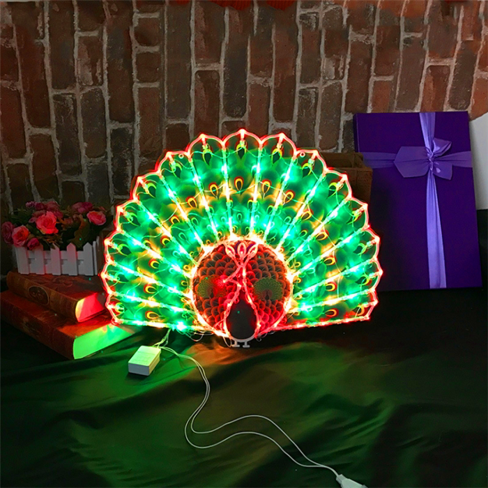 Led Flashing Lights Peacock Lights Wedding Festival Decorative Lights Mid-Autumn Festival Origami Ornament Lights Peacock Tail Plug-In Lights
