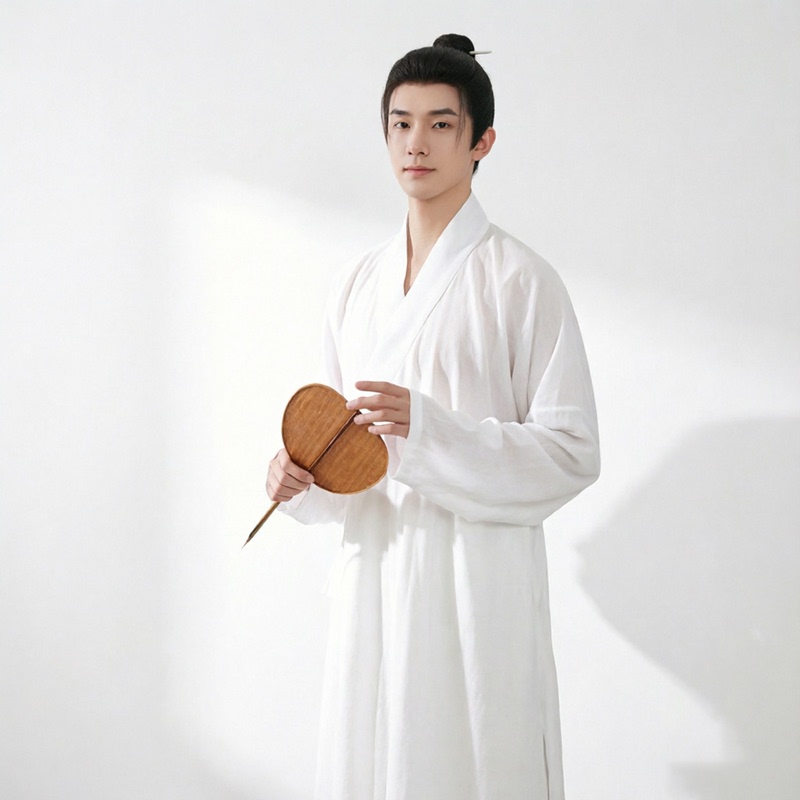 Hanfu Base Layer Robe, Ming-Style Cross-Collar Inner Robe, Taoist Robe, Song-Style Straight Robe with Lining, Large Sleeves, Unisex