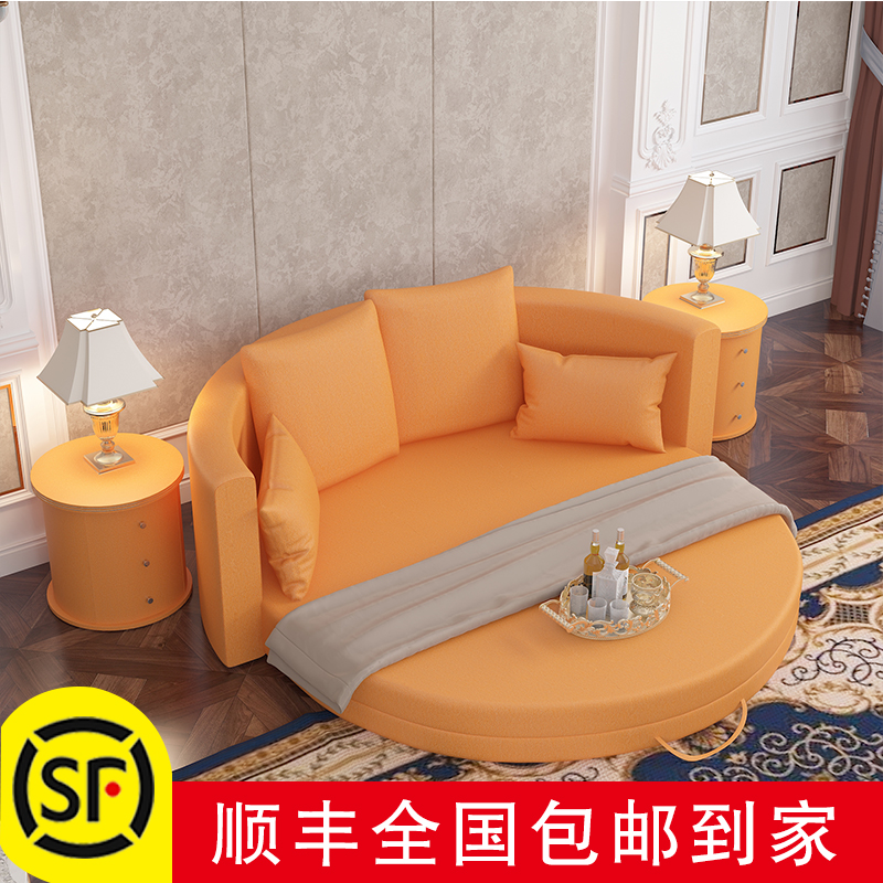 Wash-free technology cloth round sofa bed double dual-use folding modern minimal small family multi-function cloth sofa