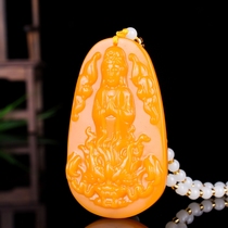 Natural Yellow Dragon Jade Guanyin pendant mens domineering riding Dragon Guanyin brand Jade fall zodiac Dragon male and female jade pendant