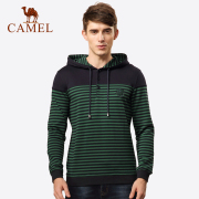 Camel lạc đà mùa thu và mùa đông trùm đầu sọc xanh nhấn xu hướng loose-fitting đầu của nam giới dễ mặc.