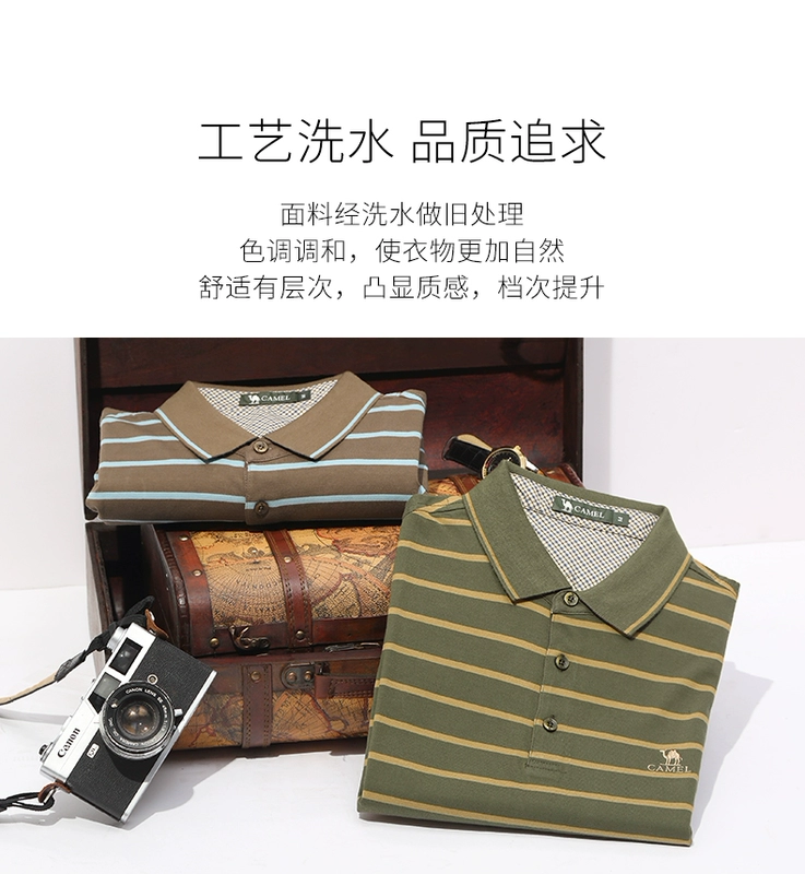 Lạc đà / Lạc đà ngắn tay nam mùa hè Ve áo POLO Áo thêu Kinh doanh Casual Áo thun ngắn tay nam - Áo phông ngắn áo thun nam có cổ