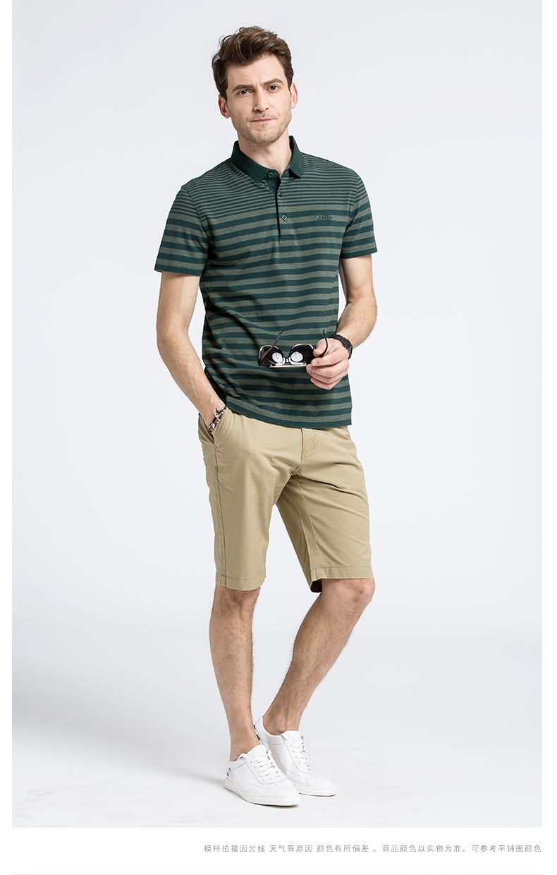 Lạc đà nam Thời trang hè Thời trang nam Thanh niên Kinh doanh giản dị Sọc áo thun ngắn tay áo polo ralph lauren