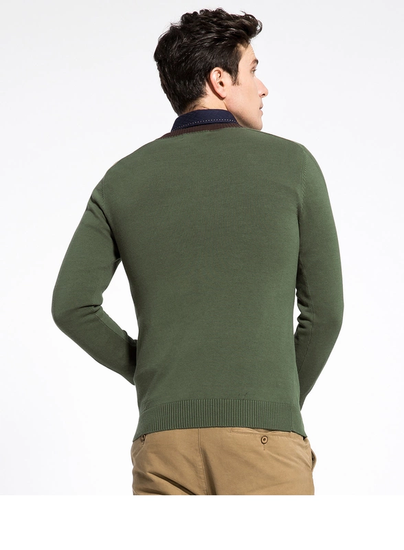 Áo len lông cừu / lạc đà nam V-cổ Cotton Áo len mùa thu Hàn Quốc Slim Men Thanh niên Áo len dài tay - Kéo qua áo sweater nam