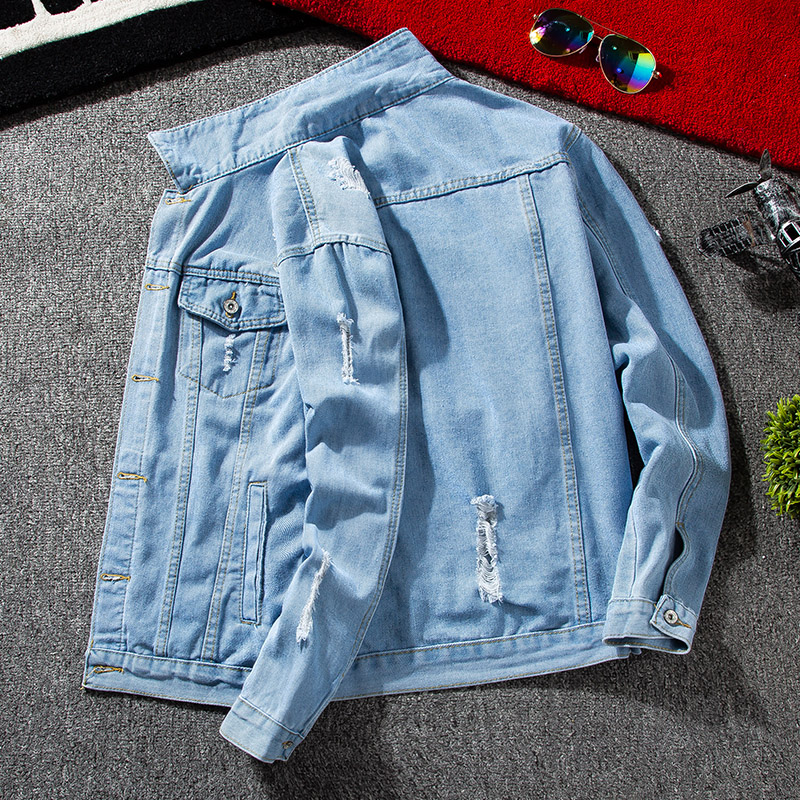 Thu denim jacket nam phiên bản Hàn Quốc của quần áo áo khoác mùa thu áo khoác mùa thu và mùa đông bóng chày mặc xu hướng nam giới.