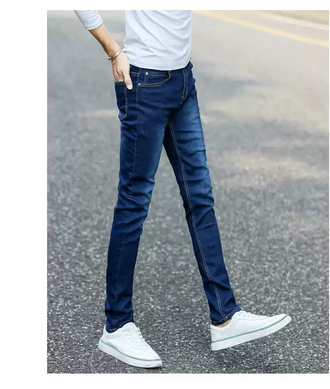 Quần jean co giãn mùa đông phiên bản Hàn Quốc của những người trẻ tuổi tự tu luyện quần thủy triều quần áo nam quần hoang dã quần tây - Quần jean quần âu nam