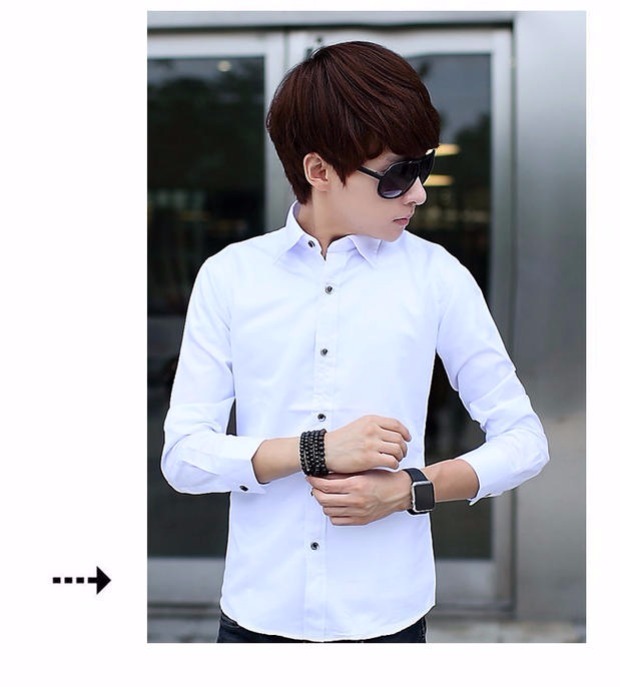 Mùa thu nam màu sắc sơ mi dài tay Hàn Quốc Slim kinh doanh áo sơ mi thủy triều nam quần áo trắng áo sơ mi nam sơ mi đũi nam