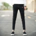 Mùa thu đen chín điểm quần jeans nam phiên bản Hàn Quốc của quần dài tự canh 9 điểm chân quần thủy triều quần nam mới