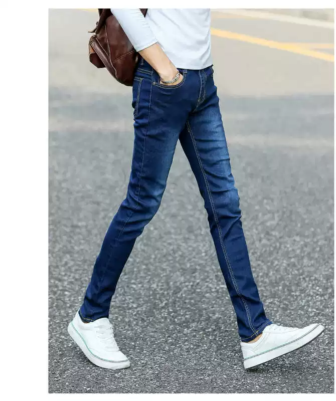 Quần jean co giãn mùa đông phiên bản Hàn Quốc của những người trẻ tuổi tự tu luyện quần thủy triều quần áo nam quần hoang dã quần tây - Quần jean quần âu nam