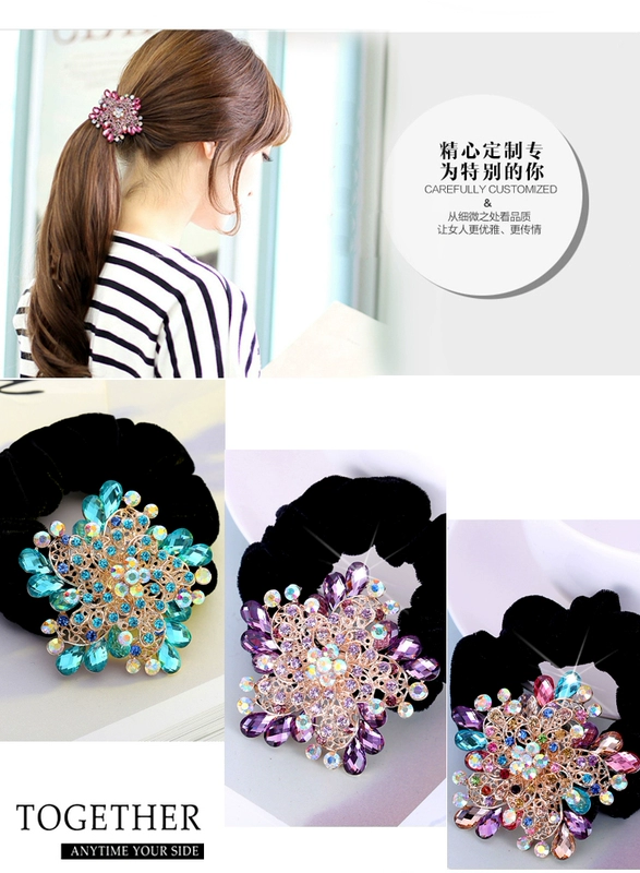 Phiên bản tiếng Hàn mới của flannel đầu hoa pha lê dây tóc cao su ban nhạc Hàn Quốc mũ rhinestone tóc vòng tóc phụ kiện tóc kẹp tóc