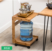  Nanzhu tea table side cabinet Coffee table Water dispenser bucket shelf Kung Fu tea table Solid wood mobile tea cart Tea storage