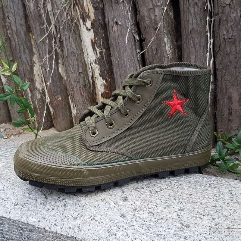 3517 high tube liberation shoes army green rubber shoes new outdoor mountaineering fishing leisure work labor insurance construction site thick bottom men