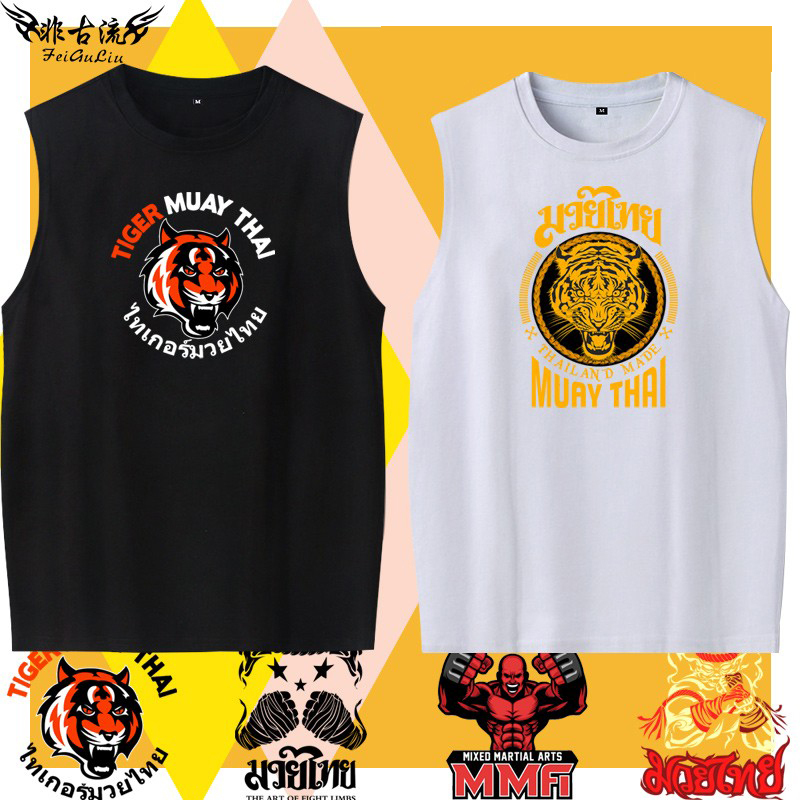 Mma Mixed Martial Arts Fighting Muay Thai Taekwondo Sanda Wrestling Sleeveless T-Shirt Men's Pure Cotton Sports Vest