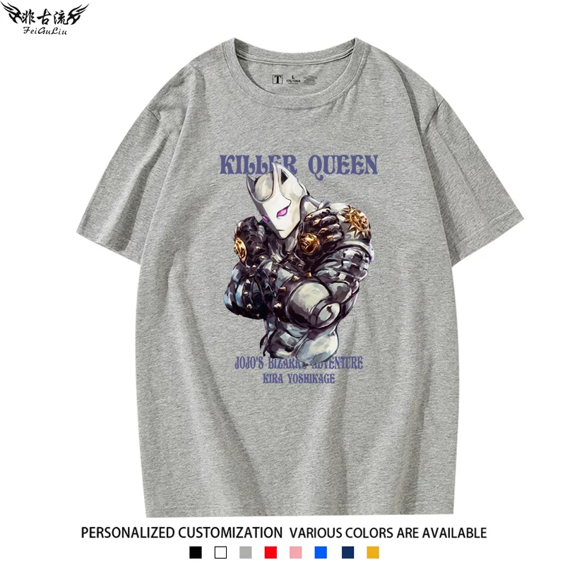 Красивая прилагающаяся принудительно не переведенная: JOJO's Wonderful Adventure Peripheral Stone Sea Platinum Star Cos Short Sleeve T-shirt Men and Women Half Sleeve Summer Pure Cotton Clothes