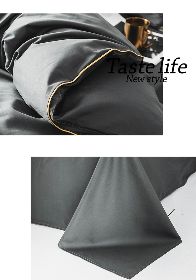 Màu sắc đơn giản thêu 60 bông dài chủ yếu cotton satin bốn mảnh bông chăn tấm trải giường - Bộ đồ giường bốn mảnh chăn drap gối nệm