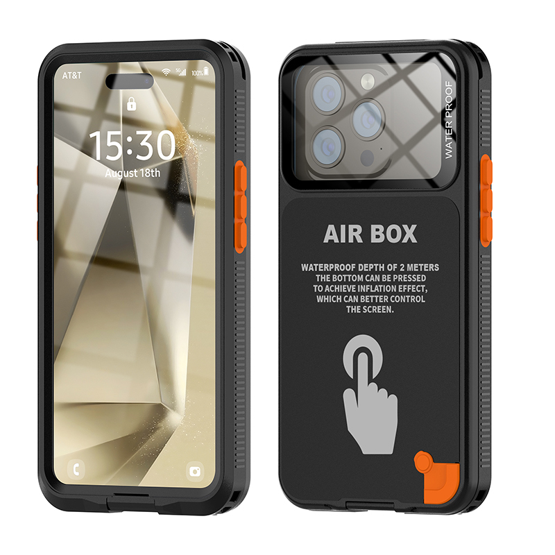 Fully Sealed Waterproof Phone Case Suitable for iPhone 15 Pro/14/13, Simple Design for Delivery Riders and Ride-Hailing Services, Rainproof, Non-Slip Touch Screen, Rechargeable Protective Case for Apple 16 Max, Swimming