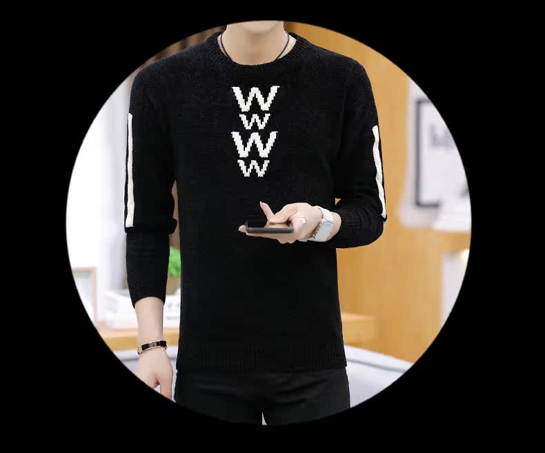 Chenille áo len nam mùa thu đông mới cổ tròn dày áo len thanh niên áo len học sinh xu hướng áo len shop áo khoác nam