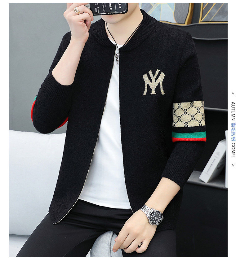 In 2022, trendy brand zipper knitted cardigans for men with stand-up collars, casual autumn slim-fit sweaters, jackets and coats are popular among the youth pic 8