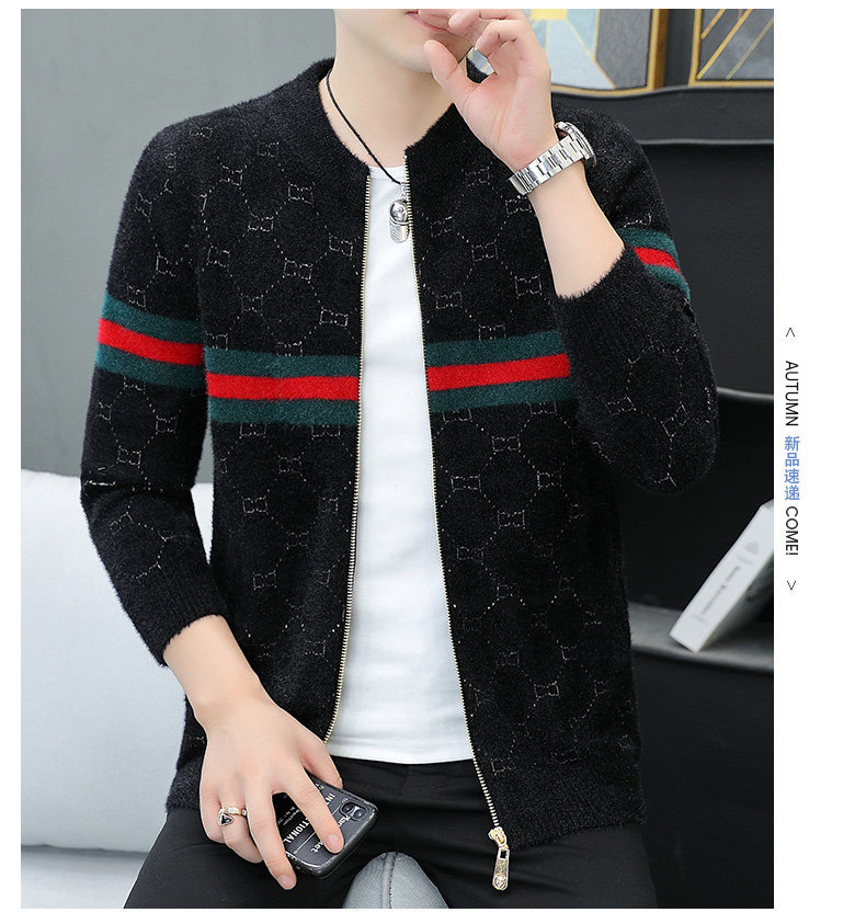 In 2022, trendy brand zipper knitted cardigans for men with stand-up collars, casual autumn slim-fit sweaters, jackets and coats are popular among the youth pic 26