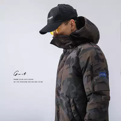 GWIT Pertex windproof half-covered winter new cotton-padded jacket cotton hooded camouflage cotton suit men