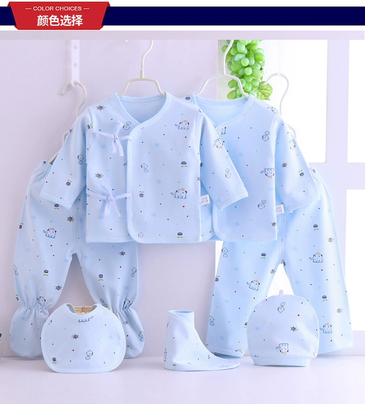 Quần áo trẻ sơ sinh bé hộp quà tặng 0-3 tháng bé nhà sư quần áo bông đồ lót 7 mảnh bộ mùa hè phần mỏng mùa xuân và mùa thu