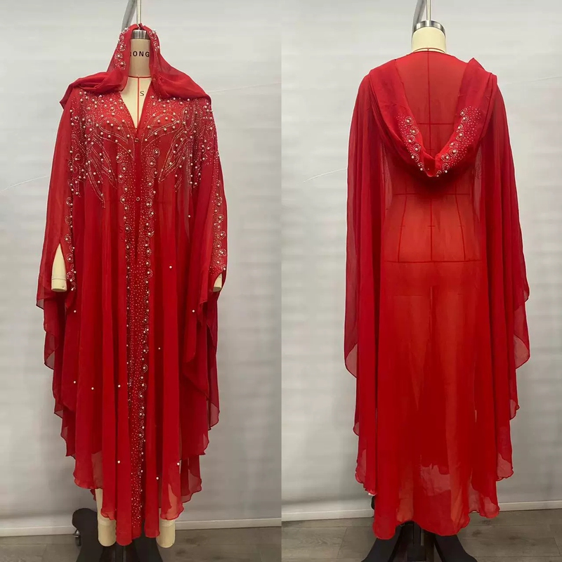 Hooded Dress New Ethnic Style Rhinestone Beaded Shawl Hooded Cape Dress Batwing Sleeve Long Dress Hooded Dress New Ethnic Style Rhinestone Beaded Shawl Hooded Cape Dress Batwing Sleeve Long Dress