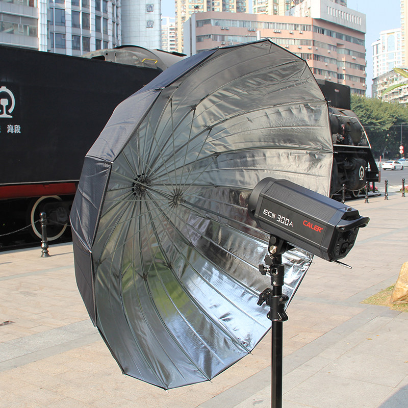 奥宝165CM深口反光伞 黑银反射柔光太阳摄影抛物线伞16根纤维伞骨-阿里巴巴