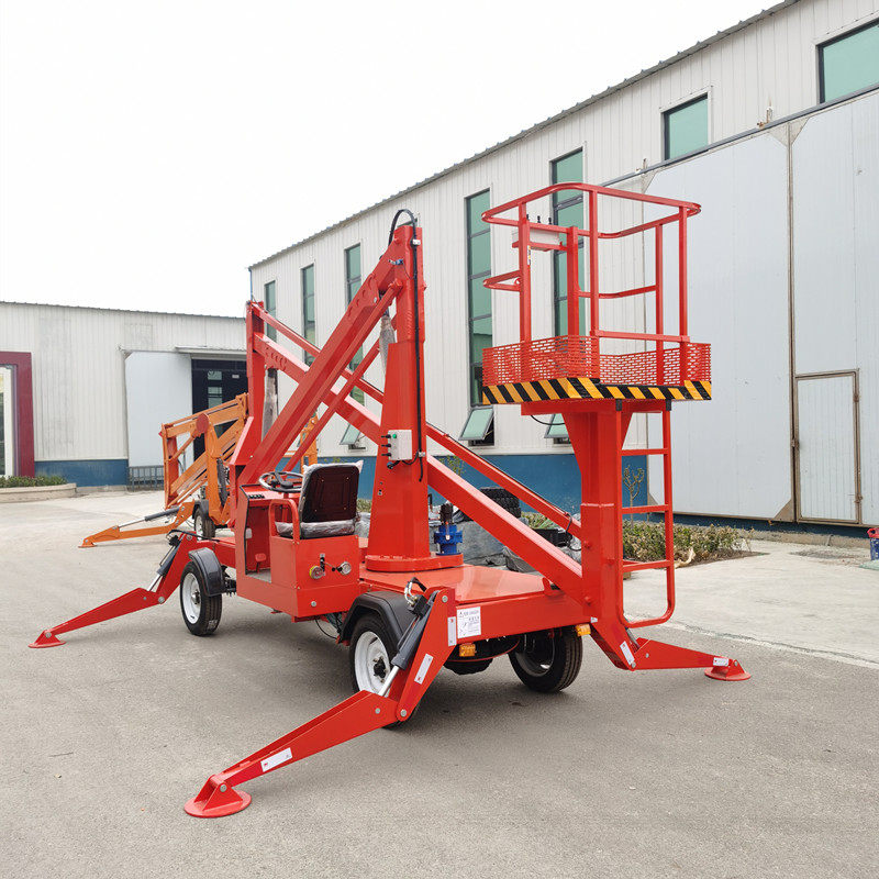 Mobile crank-arm lift aerial work maintenance electric hydraulic lifting platform street lamp mounting folding arm platform 