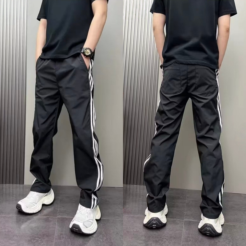 Outdoor Casual Men's Straight-Leg Pants, New Summer Arrivals, Solid Color Versatile Energetic Sports Style, Striped Patchwork Color-Blocking Long Pants Outdoor Casual Men's Straight-Leg Pants, New Summer Arrivals, Solid Color Versatile Energetic Sports Style, Striped Patchwork Color-Blocking Long Pants