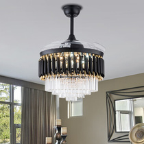  Tmall elf crystal fan light Ceiling fan light Dining room Living room Bedroom with invisible fan light All-in-one smart lamp