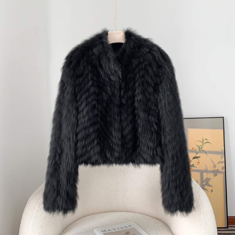 2025 New Style Fox Fur Coat for Women, Short Stand-Up Collar, Petite, Youthful, Elegant, Socialite Fur Coat