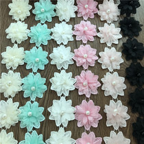 Water soluble polyester embroidery lace nail Pearl three-dimensional flower DIY clothing hat accessories curtain fabric accessories