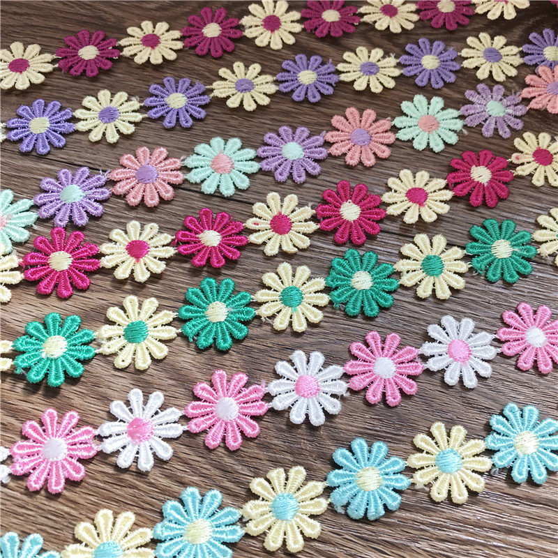 Color cute daisies lace aqueous polyester fiber computer embroidered manual decoration clothing accessories