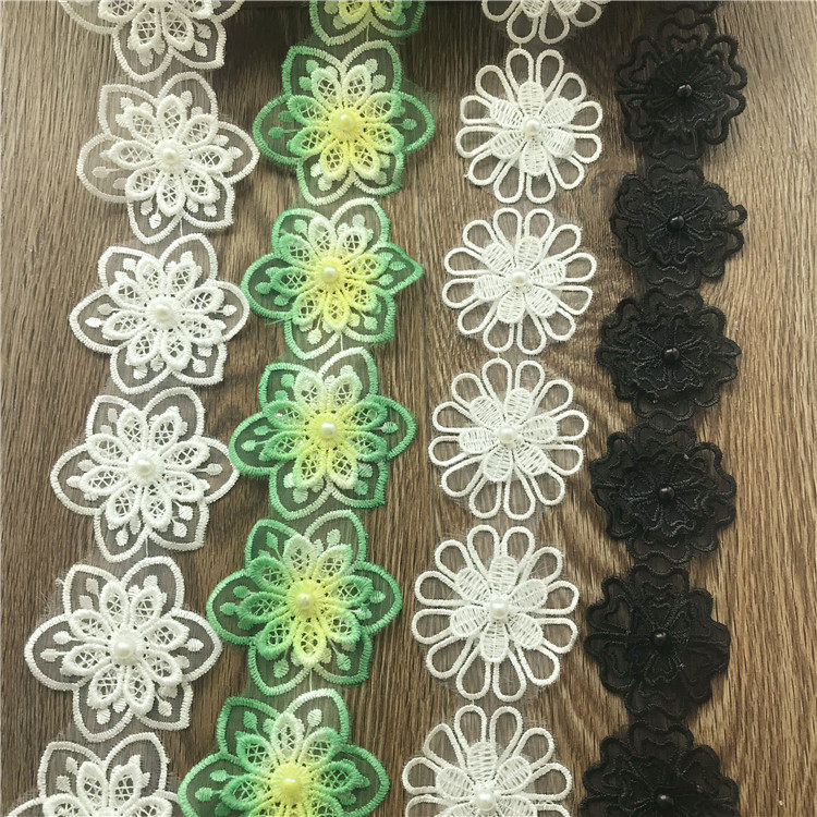 Computer embroidered Eugen yarn double layer lace DIY handmade dress lace accessories clothes hat accessories window fabric art dot