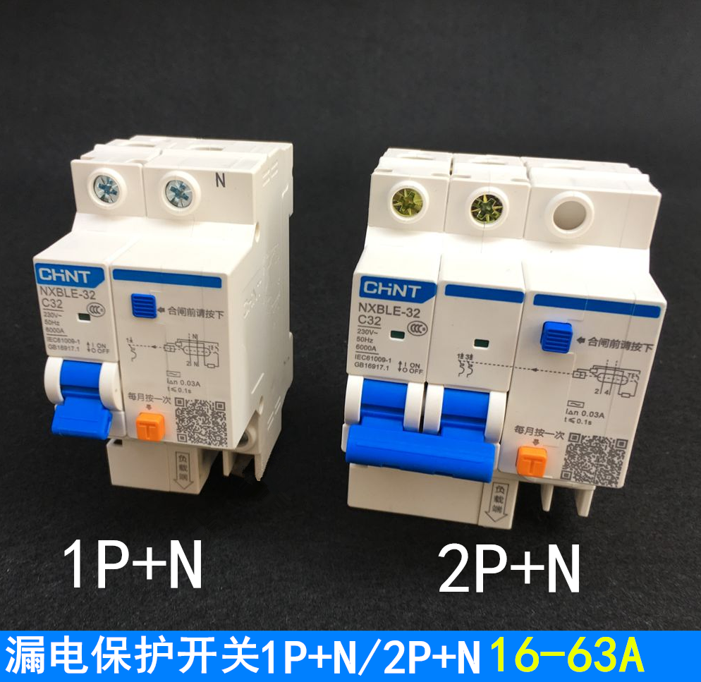 Earth leakage protection breaker 1P 2P32A63A safety switch leakage protection appliances Home Leakage Overload Protection