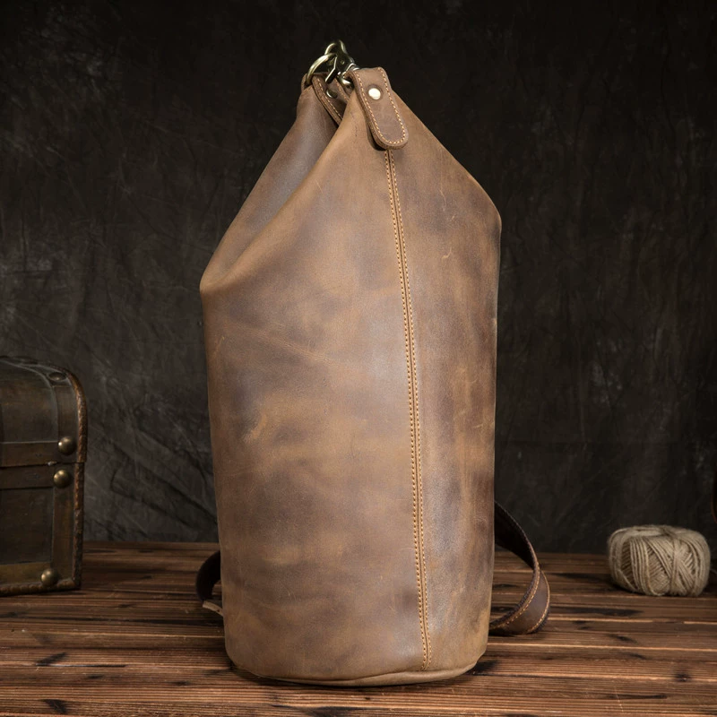 Túi da đơn giản ban đầu nam crazy Horse leather retro old man bag dung lượng lớn leo núi túi da chéo chéo thủy triều - Túi của con người