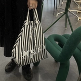 Оставайтесь в безопасности【Наслаждайтесь】Большая вместительная полосатая большая сумка через плечо Холщовая сумка Повседневная 𫔮Сумка с открытым письмом