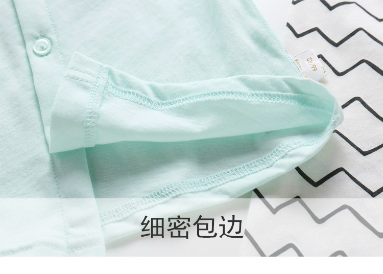 Đẹp trai hươu bông jersey bé con mỏng ngắn tay áo nửa tay áo mở quần phù hợp với bé điều hòa không khí phù hợp với 59-80 ao so sinh be trai